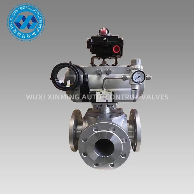 Pneumatic Stainless Hlau 3 Txoj Kev Pob Valve