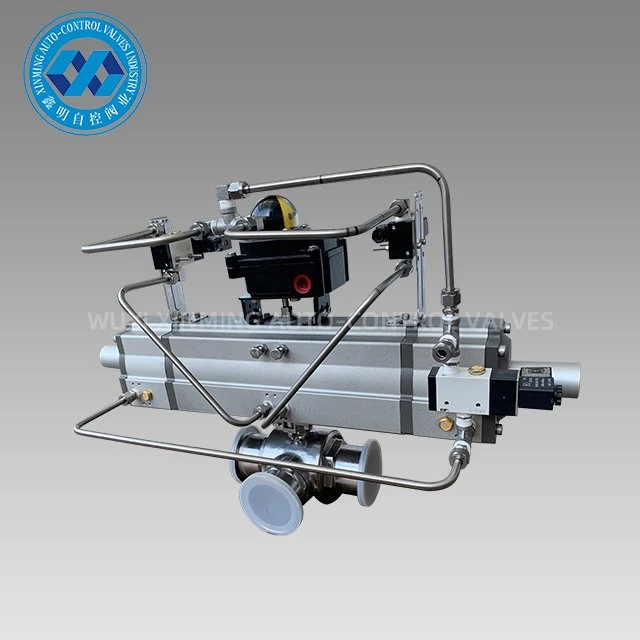 3 Txoj Kev Pob Valve Nrog Pneumatic Actuator