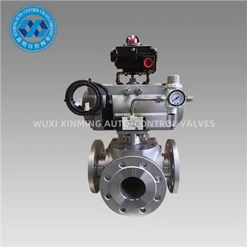 Pneumatic Stainless Hlau 3 Txoj Kev Pob Valve