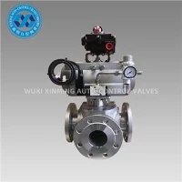 Pneumatic Stainless Hlau 3 Txoj Kev Pob Valve
