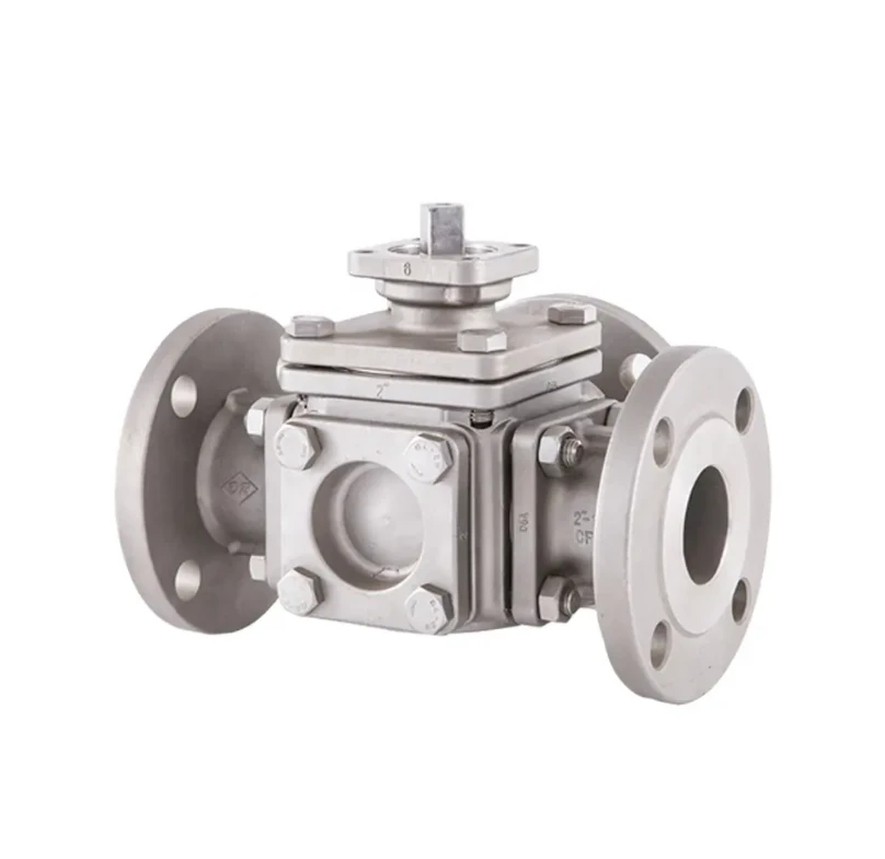 3 Txoj Kev Pob Valve Nrog 180 Degree Tig Pneumatic Actuator