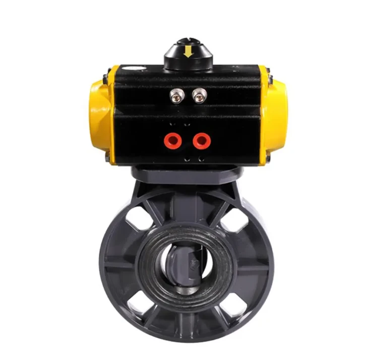 Tshiab Tuaj Txog PVC Flange Npauj Npaim Valve Nrog Pneumatic Actuator