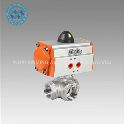 High Quality Stainless Hlau Pneumatic Peb-Txoj Kev Pob Valve
