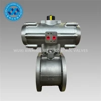 Stainless Hlau Wafer Pob Valve Nrog Pneumatic Actuator