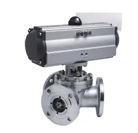 180 DEGITE PNEUMATIC Actuator 3 Txoj Kev Pack Valve, 3 Txoj Kev Pob Valve Nrog Pneumatic Actuator