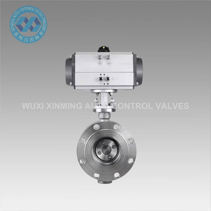 Stainless Hlau Kub Plws - eCov Ntawv Pneumatic Zog FLANGED FLANGED FLANCED Valve